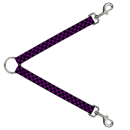 Dog Leash Splitter - Checker Black/Purple Dog Leash Splitters Buckle-Down   