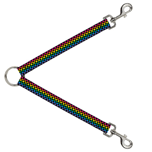 Dog Leash Splitter - Checker Black/Neon Rainbow Dog Leash Splitters Buckle-Down   