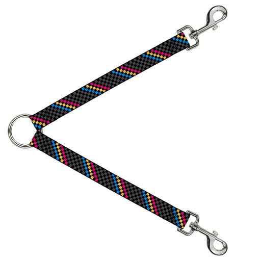 Dog Leash Splitter - Checker Stripe Black/Gray/Blue/Gold/Pink Dog Leash Splitters Buckle-Down   
