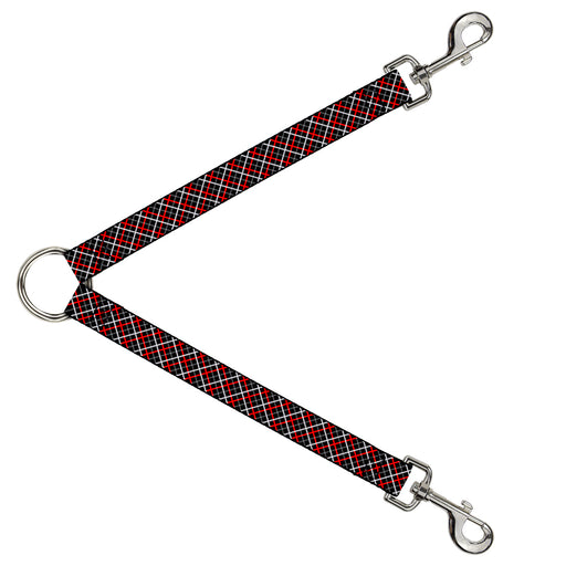 Dog Leash Splitter - Criss Cross Plaid Black/Gray/Red Dog Leash Splitters Buckle-Down   