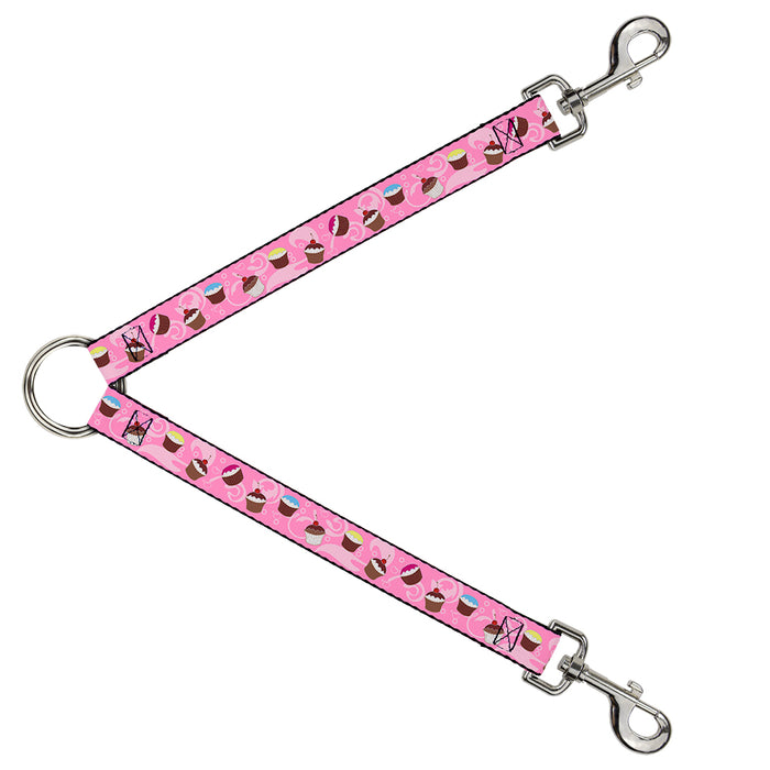 Dog Leash Splitter - Cupcake Swirls Pink/Multi Color Dog Leash Splitters Buckle-Down   