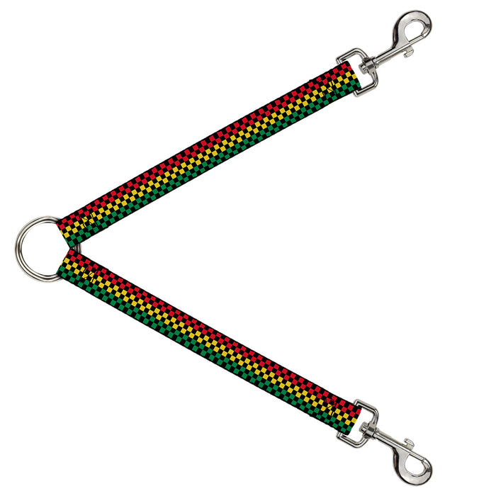 Dog Leash Splitter - Checker Black/Rasta Dog Leash Splitters Buckle-Down   