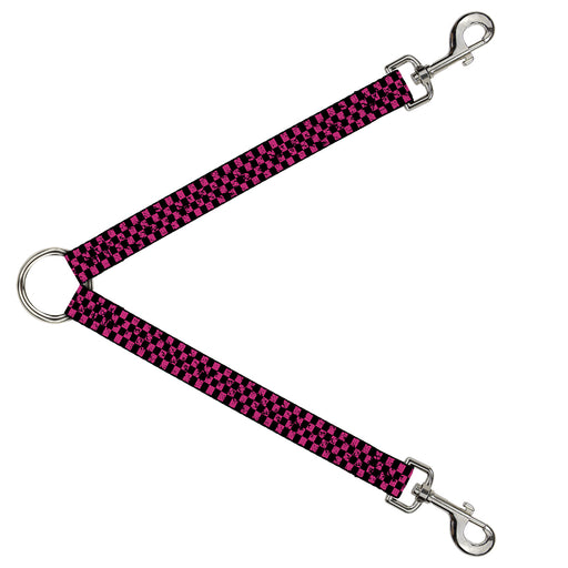 Dog Leash Splitter - Checker Weathered Black/Neon Pink Dog Leash Splitters Buckle-Down   