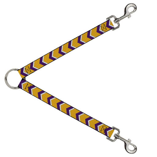 Dog Leash Splitter - Chevron Weave Gold/Purple/White Dog Leash Splitters Buckle-Down   