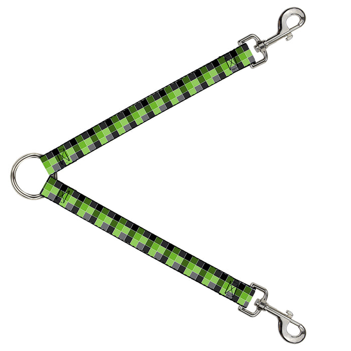 Dog Leash Splitter - Checker Mosaic Green Dog Leash Splitters Buckle-Down   