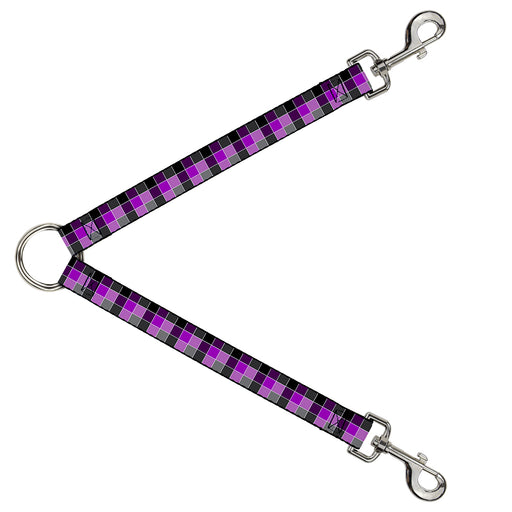 Dog Leash Splitter - Checker Mosaic Purple Dog Leash Splitters Buckle-Down   