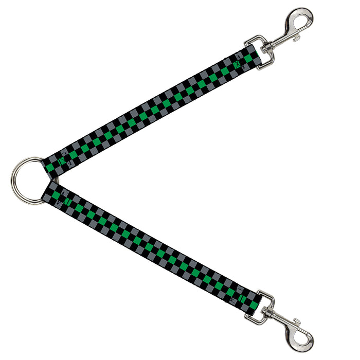 Dog Leash Splitter - Checker Black/Gray/1 Green Dog Leash Splitters Buckle-Down   