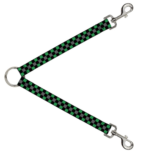 Dog Leash Splitter - Checker Black/Gray/2 Green Dog Leash Splitters Buckle-Down   
