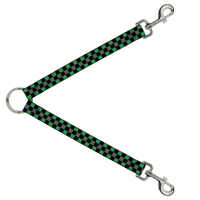Dog Leash Splitter - Checker Black/Gray/2 Green Dog Leash Splitters Buckle-Down   