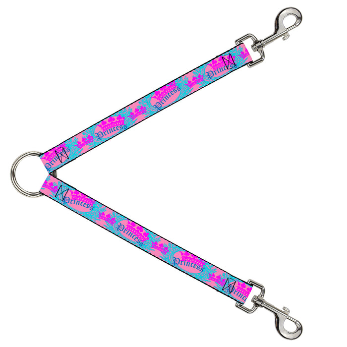 Dog Leash Splitter - Crown Princess Oval Pink/Turquoise Dog Leash Splitters Buckle-Down   