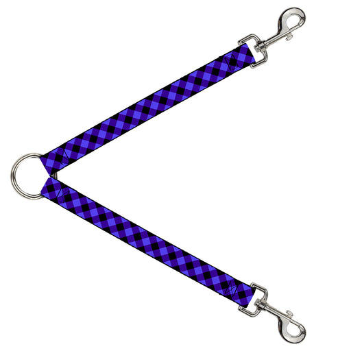 Dog Leash Splitter - Diagonal Buffalo Plaid Black/Blue Dog Leash Splitters Buckle-Down   