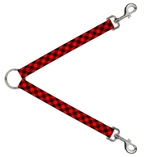 Dog Leash Splitter - Diagonal Buffalo Plaid Black/Red Dog Leash Splitters Buckle-Down   