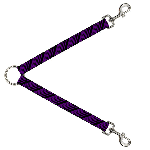 Dog Leash Splitter - Diagonal Stripes Black/Purple Dog Leash Splitters Buckle-Down   