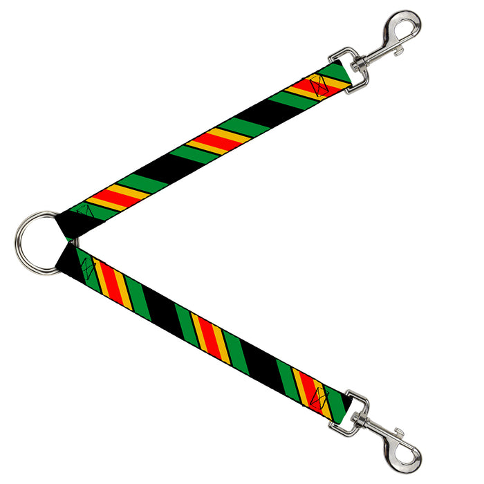 Dog Leash Splitter - Diagonal Stripes Black/Green/Yellow/Red Dog Leash Splitters Buckle-Down   