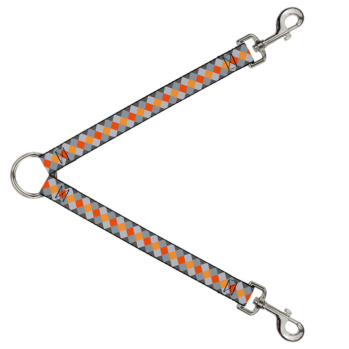 Dog Leash Splitter - Diamond Plaid Grays/Orange Dog Leash Splitters Buckle-Down   