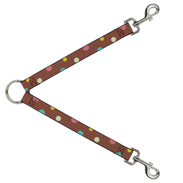 Dog Leash Splitter - Dots Brown/Multi Pastel Dog Leash Splitters Buckle-Down   