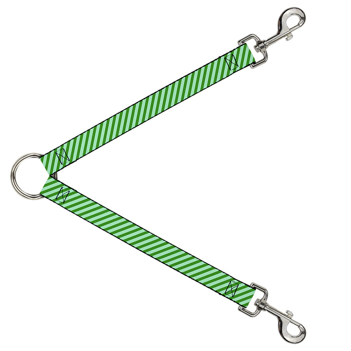 Dog Leash Splitter - Diagonal Stripes Pastel Greens Dog Leash Splitters Buckle-Down   