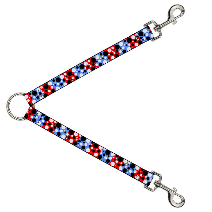 Dog Leash Splitter - Dot Blocks Blue/Red/Black/White Dog Leash Splitters Buckle-Down   
