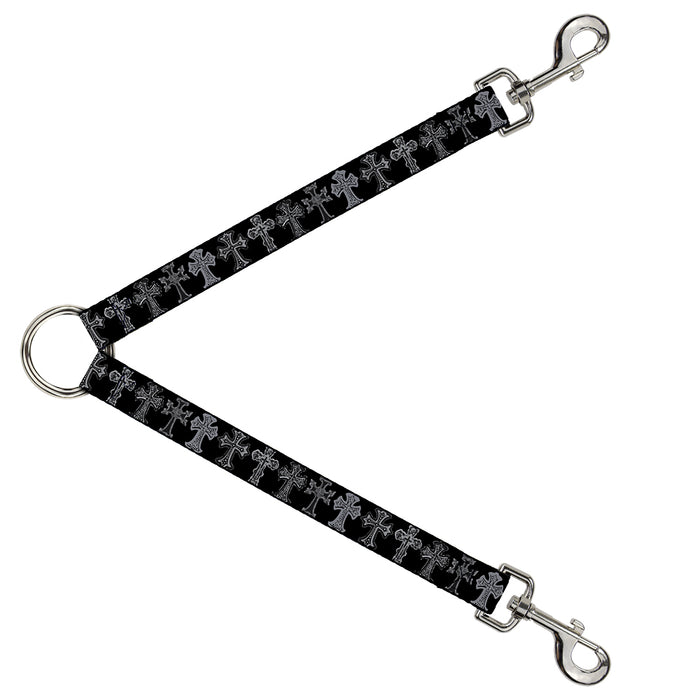 Dog Leash Splitter - Elegant Crosses Black/Grays Dog Leash Splitters Buckle-Down   