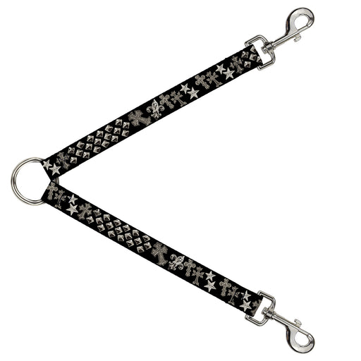 Dog Leash Splitter - Elegant Crosses/Stars/Studs Black/Grays Dog Leash Splitters Buckle-Down   