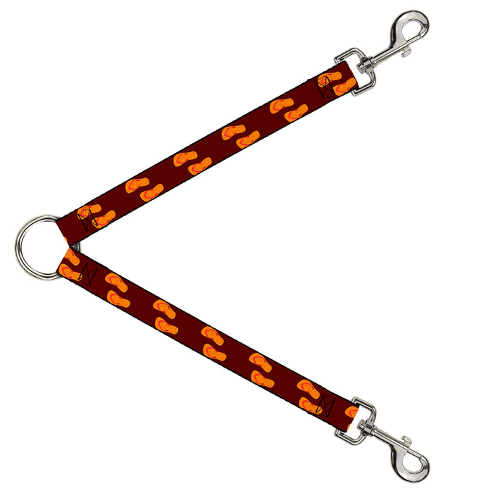 Dog Leash Splitter - Flip Flops Burgundy/Orange Dog Leash Splitters Buckle-Down   