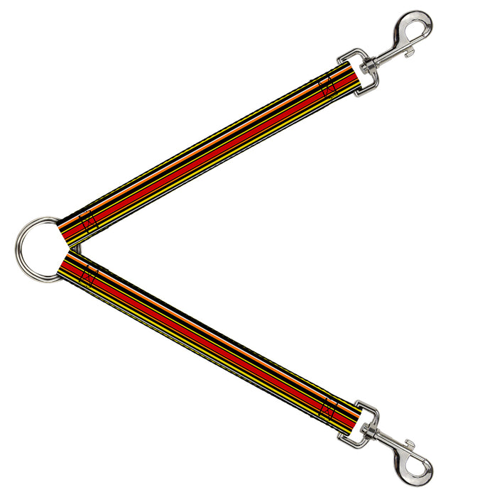 Dog Leash Splitter - Fine Stripes Black/Yellows/Orange/Red/White Dog Leash Splitters Buckle-Down   