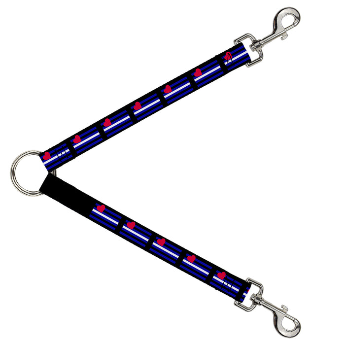 Dog Leash Splitter - Flag Leather Black/Blue/Red/White Dog Leash Splitters Buckle-Down   