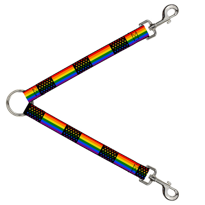 Dog Leash Splitter - Flag American Pride Rainbow/Black Dog Leash Splitters Buckle-Down   