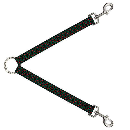 Dog Leash Splitter - Geometric3 Black/Forest Green/Red Dog Leash Splitters Buckle-Down   
