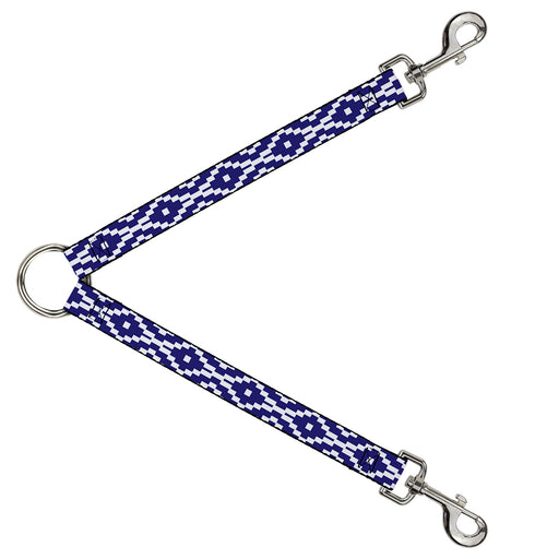 Dog Leash Splitter - Geometric Diamond Blue/White Dog Leash Splitters Buckle-Down   