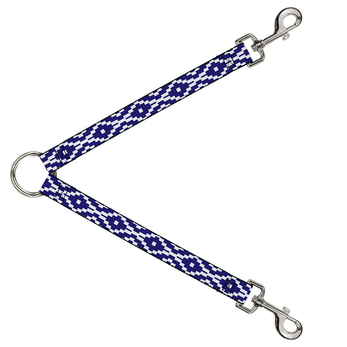 Dog Leash Splitter - Geometric Diamond Blue/White Dog Leash Splitters Buckle-Down   