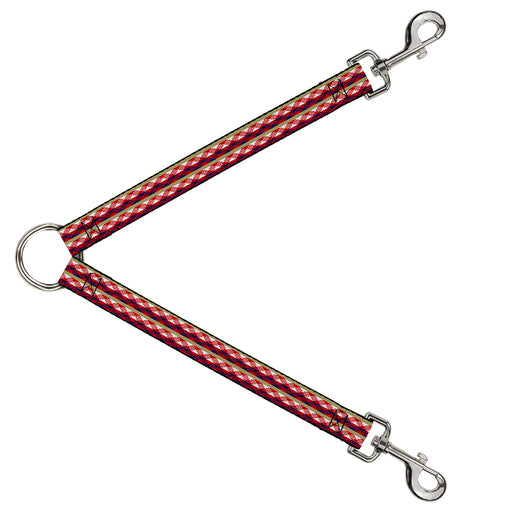 Dog Leash Splitter - Geometric Weave Tan/White/Red/Blue Dog Leash Splitters Buckle-Down   