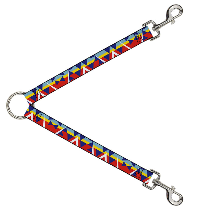 Dog Leash Splitter - Geometric Triangles/Stripe Red/White/Blues/Yellow Dog Leash Splitters Buckle-Down   