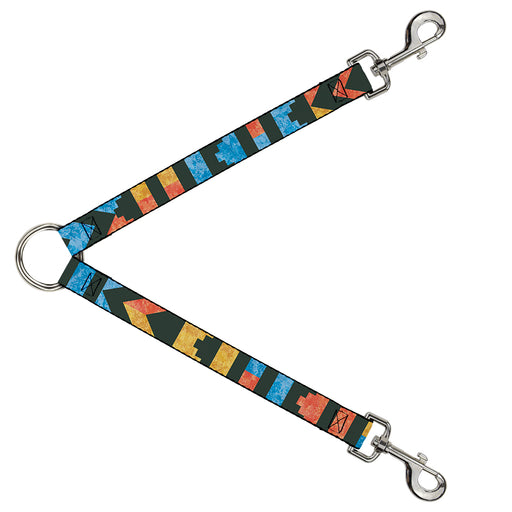 Dog Leash Splitter - Geometric8 Charcoal/Orange/Gold/Blue Dog Leash Splitters Buckle-Down   