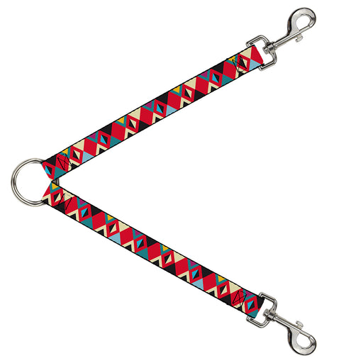 Dog Leash Splitter - Geometric9 Black/Red/Turquoise/Ivory Dog Leash Splitters Buckle-Down   
