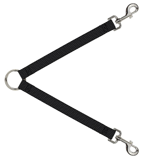 Dog Leash Splitter - Herringbone Black/Gray Dog Leash Splitters Buckle-Down   