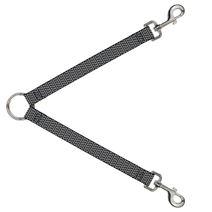 Dog Leash Splitter - Herringbone Jagged Black/White Dog Leash Splitters Buckle-Down   