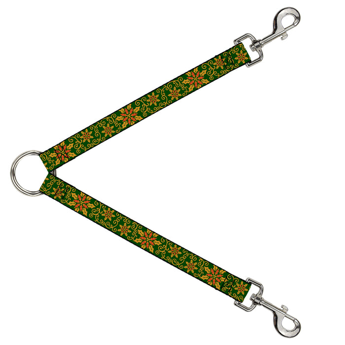 Dog Leash Splitter - Holiday Holly Green/Gold/Red Dog Leash Splitters Buckle-Down   