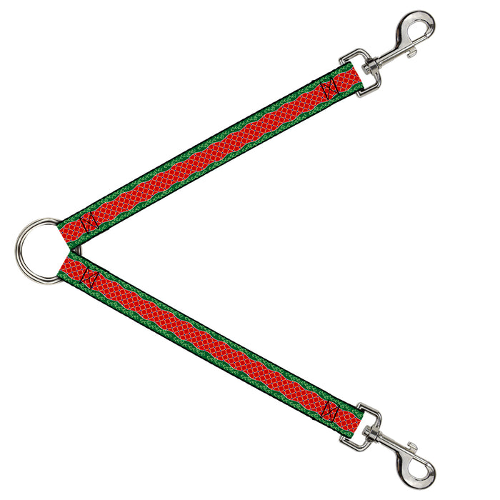 Dog Leash Splitter - Holiday Trim Stripe Green/Red Dog Leash Splitters Buckle-Down   