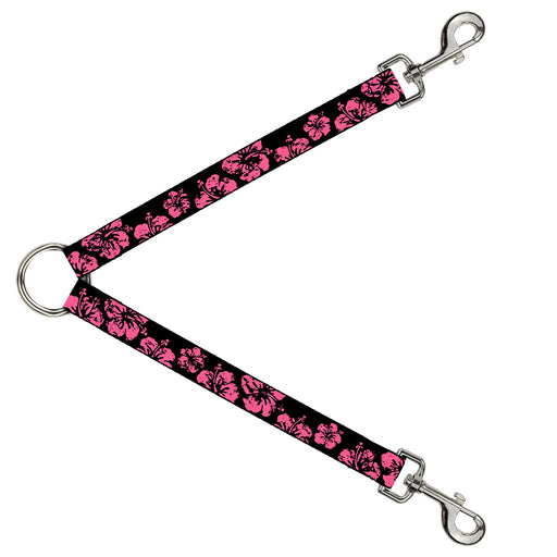 Dog Leash Splitter - Hibiscus Weathered Black/Pink Dog Leash Splitters Buckle-Down   