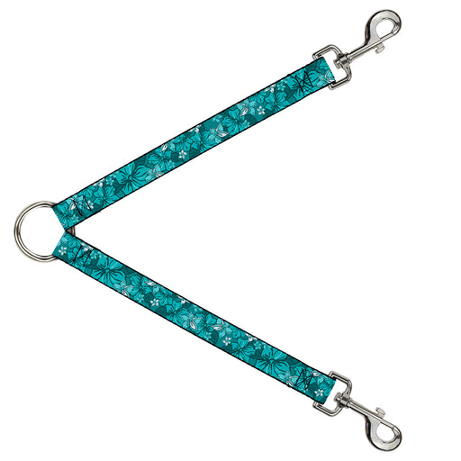 Dog Leash Splitter - Hibiscus Collage Turquoise Shades Dog Leash Splitters Buckle-Down   