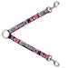 Dog Leash Splitter - I Heart Punk Rock w/Safety Pins Black/Fuchsia/White Dog Leash Splitters Buckle-Down   