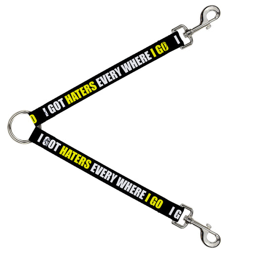 Dog Leash Splitter - I GOT HATERS EVERYWHERE Black/White/Yellow Dog Leash Splitters Buckle-Down   