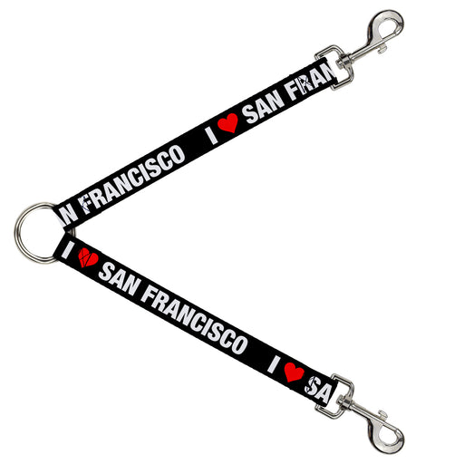 Dog Leash Splitter - I "HEART" SAN FRANCISCO Black/White/Red Dog Leash Splitters Buckle-Down   
