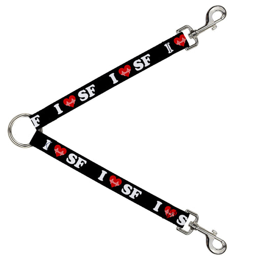 Dog Leash Splitter - I "HEART BRIDGE" SF Black/White/Red Dog Leash Splitters Buckle-Down   