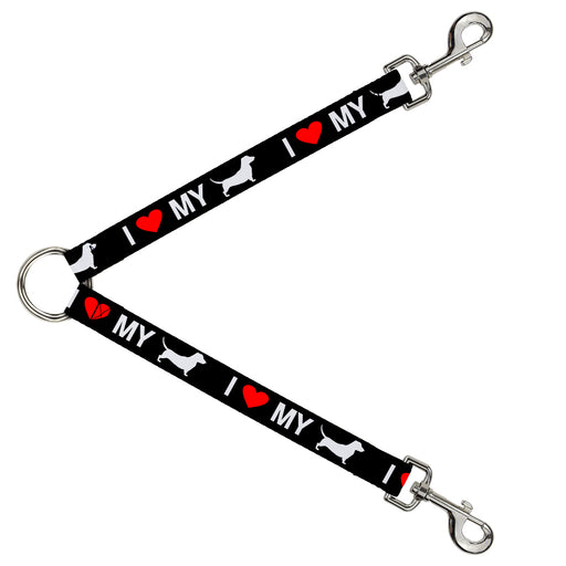 Dog Leash Splitter - I "HEART" MY "WIENER" Dog Silhouette Black/White/Red Dog Leash Splitters Buckle-Down   
