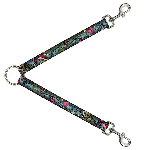 Dog Leash Splitter - Live Hard Die Young CLOSE-UP Turquoise Dog Leash Splitters Buckle-Down   