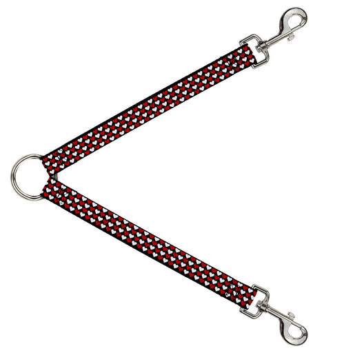 Dog Leash Splitter - Mini Hearts Black/Red/White Dog Leash Splitters Buckle-Down   