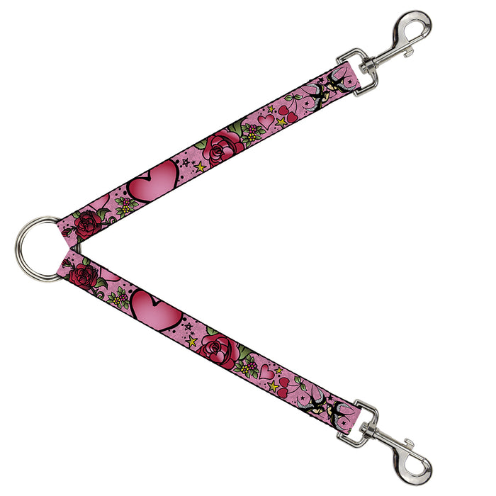 Dog Leash Splitter - Mom & Dad CLOSE-UP Pink w/Sparrows Dog Leash Splitters Buckle-Down   