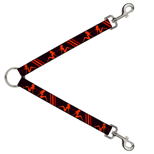 Dog Leash Splitter - Mud Flap Girls w/Stripes Black/Red/Orange Dog Leash Splitters Buckle-Down   